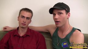 Horny straight dudes make out and blow each other