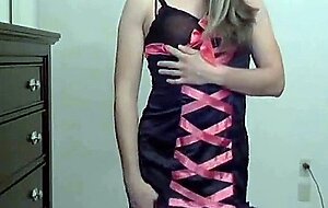 Teasing Crossdresser Shows Off Small Cock