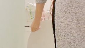 Grey Dress Bathroom Break MP4