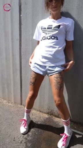 Crazy chick street pee