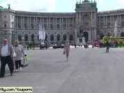 Lucie - Naughty blonde babe naked in public
