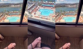 Tattooed dick leaked in hotel window view