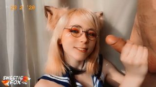 Fox nữ sinh cosplayer deepthroats vòi nước và được ở mặt