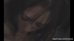 Curvy Canadian Capri Cavanni gives a sloppy POV blowjob at home