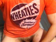 Horny college student jerks off in restroom