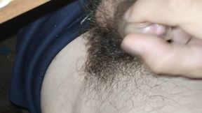 Masturbation with hairy cock