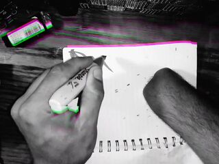 Realstumpers practicing writing with right prosthetic hand