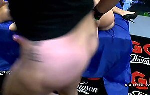 Two sluts share hard cocks with cumshots in group