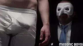 MasonicBoys Masked DILF Damien Oaks orders twink to sit on butt plug