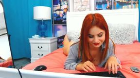 Cute, Petite but Buxom Redhead Strips and Plays