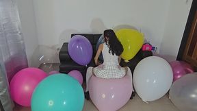 Good girl finishes off all her big balloons 24 and 36 inch