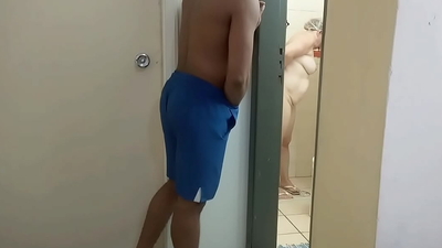 Stepmom catches d son masturbating while she was taking a shower and has sex in the shower