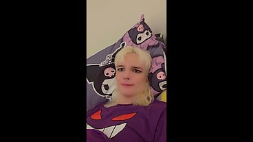 Cutest femboy ever masturbating her kawaii dick wearing Gengar shirt