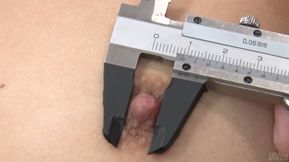 Moka Minaduki gets measured with a ruler and toyed with a massager