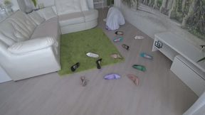 A white monster swallows shoes and then regurgitates them c