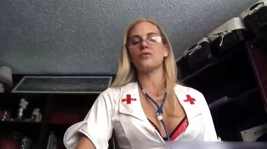 Blonde nurse wife seduces her doctor husband in a steamy medical roleplay