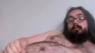 Fat bear masturbates and cums