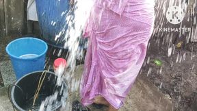 Anita Yadav bathing at night