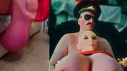 Swinging my Saline Balls and celebrating Christmas Festive Days with Jazz Music Silicone Doll Xmas Sunglasses Party