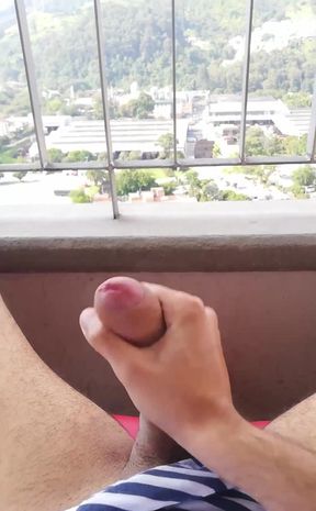 Masturbating on my balcony.