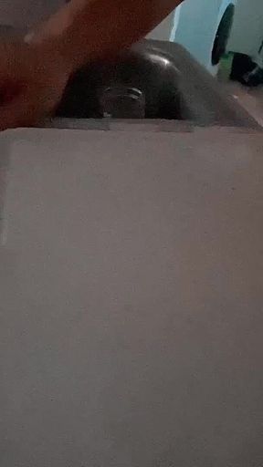 Piss Queen Shallows His Urine off Kitchen Counter