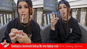 Smoking in a backwards ballcap like your hiphop crush