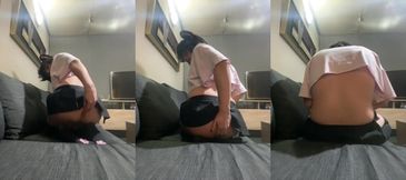 Carrot stuffed in tight femboy ass while moaning cumshots everywhere