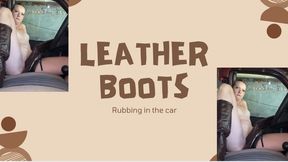 in the car rubbing leather boots