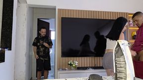 Hot Wife Seduces Delivery Guy While Husband Watches Everything