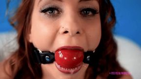 Kitty naked tied up, ball gagged super drooling on her shaved pussy