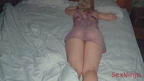 Amateur stepson creampies step-mom's big booty in steamy POV bang