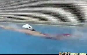 Big Booty Japanese Swim Lesson with Interracial Couple