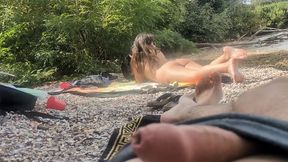 Topless Beach Hottie Removes Panties & I Show Her My Cock