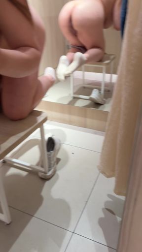My big ass in the changing room spreading