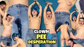 Restrained Clowns Denim Jeans Wetting Pee Desperation