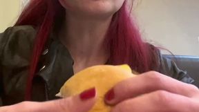 skinny girl eating junk food