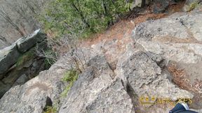 Busted! Freeuse Redhead caught during public deepthroat and outdoor fucking on a cliff