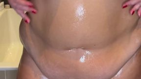 BBW oils thick body and massage big boobs, belly and pussy