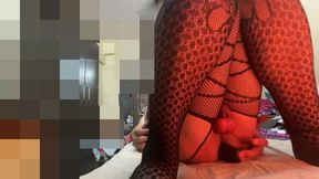 Enjoying in Home Alone Wearing Stepsister Skirt and Stockings