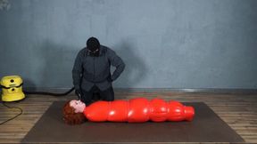 Red inflatable bondage with red straps