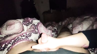 Long nails choke his small cock till thick cumblast explodes