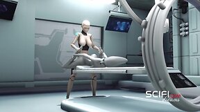 Sci-fi woman android fucks an alien in the space station