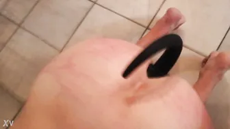 Guy in collar and tail gets spanked and fucked hard