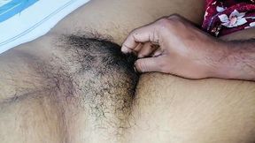 Hairy Asian GF shows off her natural boobs in a close-up