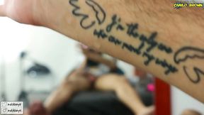 jerking off and shooting a nice cum load in front of the mirror.