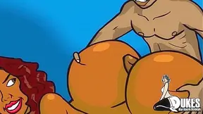 Curvy Ebony Milf Dominated by Three Huge Black Cocks Simultaneously