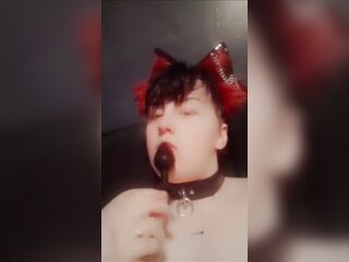 Sissy ftm catboy sucks his buttplug