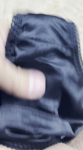 Jerking off in my mother in laws pissy black pantys   Clip 1