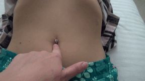 playing with your belly button, shoving her finger deep in it and licking it pov 2P