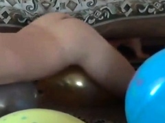 Balloon play popping humping cum